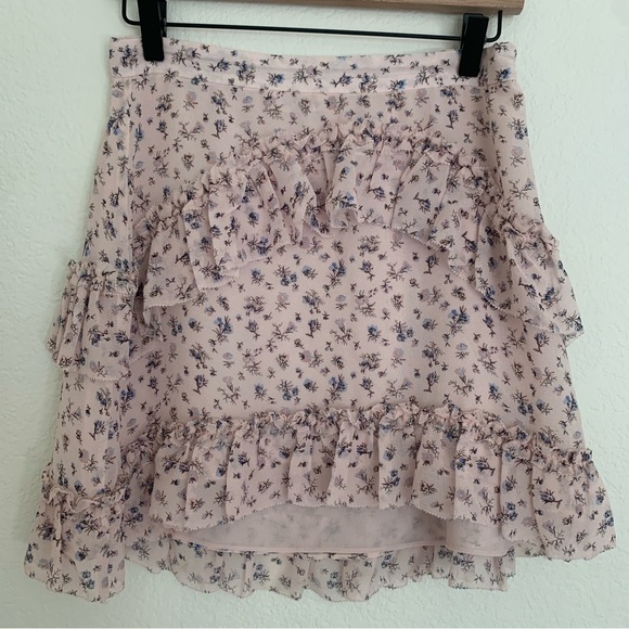 LoveShackFancy Silk Floral Ruffle Mini Skirt - Picture 1 of 9